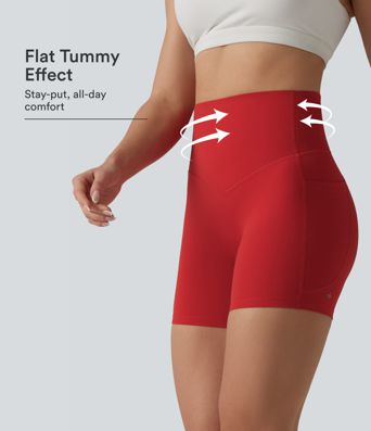 Halara UltraSculpt™ High Waisted Tummy Control Contrast Ribbed Yoga Biker Shorts 5'' with Pockets Halara UltraSculpt™ High Waisted Tummy Control Contrast Ribbed Yoga Biker Shorts 5'' with Pockets