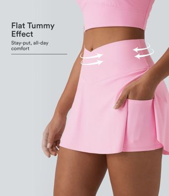 SoftlyZero™ Airy Crossover Tummy Control 2-in-1 Cool Touch Mini Tennis Skirt with Pockets-Lucid-UPF50+ SoftlyZero™ Airy Crossover Tummy Control 2-in-1 Cool Touch Mini Tennis Skirt with Pockets-Lucid-UPF50+