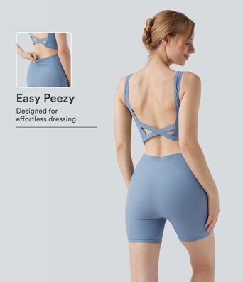Backless U-Neck Sleeveless One Piece Swimsuit with Pockets-Easy Peezy Backless U-Neck Sleeveless One Piece Swimsuit with Pockets-Easy Peezy