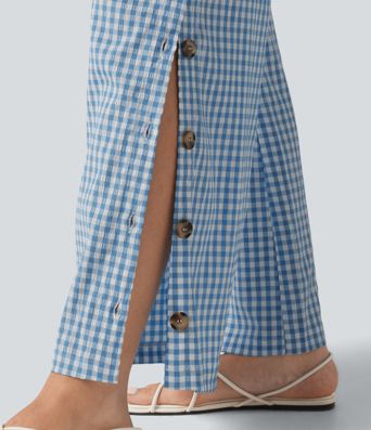 Adjustable Straps Gingham Casual Baggy Overalls with Pockets-Easy Peezy