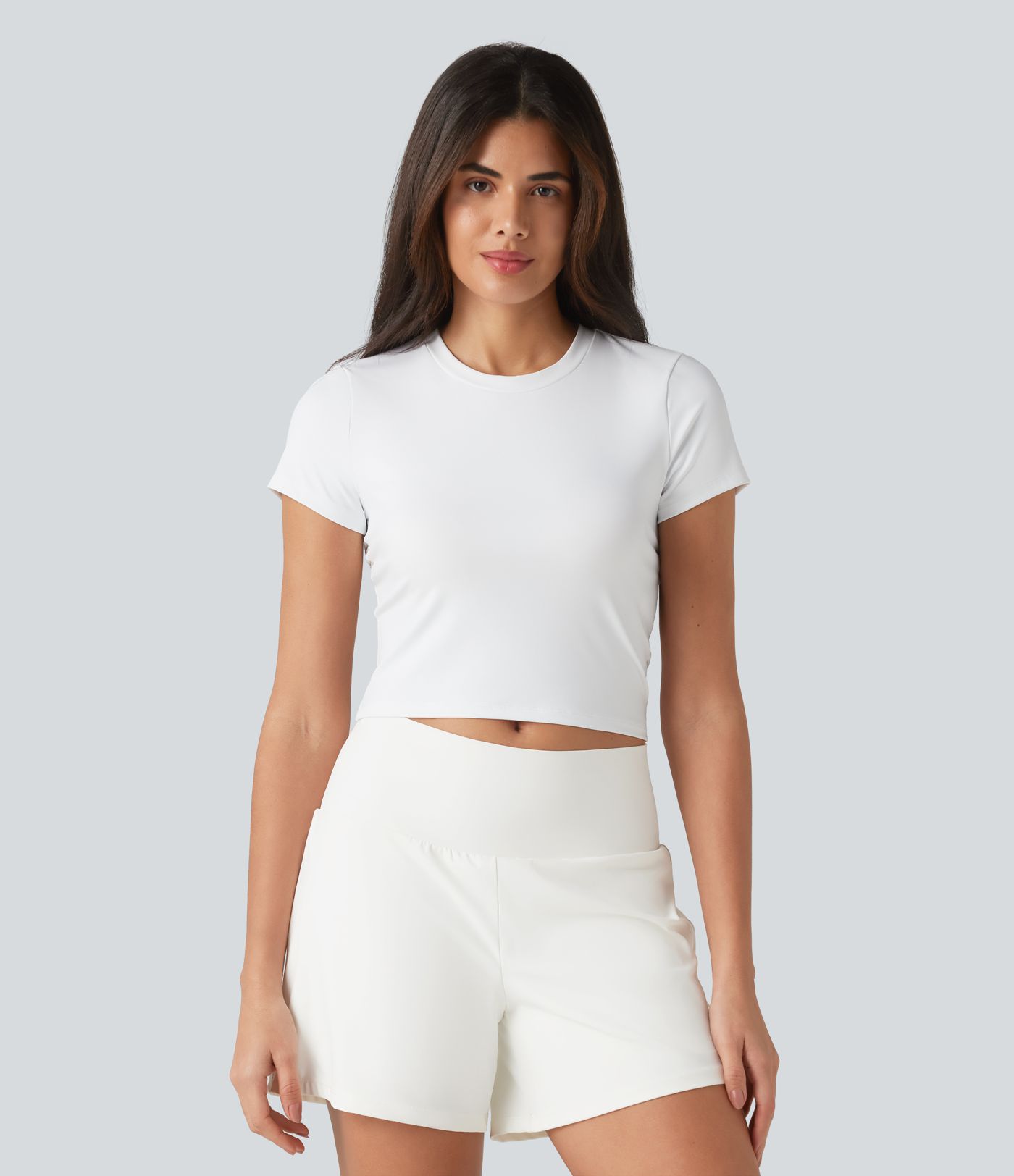 SoftlyZero™ Airy Round Neck Short Sleeve Cut-Out Back Breathable Mesh Cool Touch Running Sports Top-UPF50+