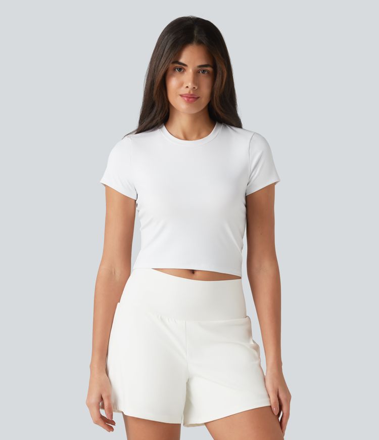 SoftlyZero™ Airy Round Neck Short Sleeve Cut-Out Back Breathable Mesh Cool Touch Running Sports Top-UPF50+
