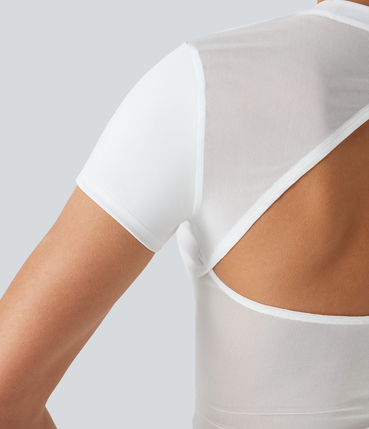 SoftlyZero™ Airy Round Neck Short Sleeve Cut-Out Back Breathable Mesh Cool Touch Running Sports Top-UPF50+