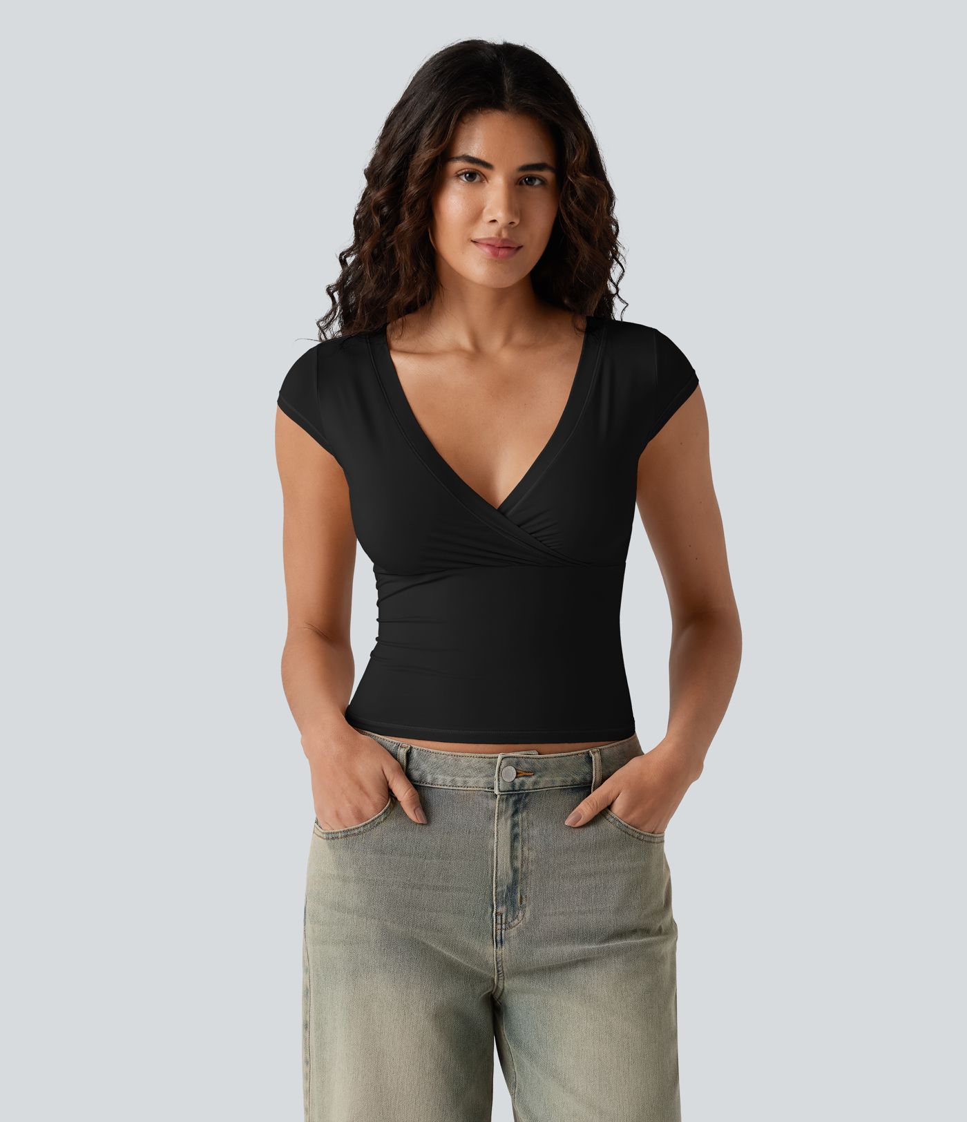 High Stretch Skin Friendly V-neck Short Sleeve Ultra-slim Casual T-Shirt High Stretch Skin Friendly V-neck Short Sleeve Ultra-slim Casual T-Shirt