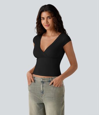 High Stretch Skin Friendly V-neck Short Sleeve Ultra-slim Casual T-Shirt High Stretch Skin Friendly V-neck Short Sleeve Ultra-slim Casual T-Shirt