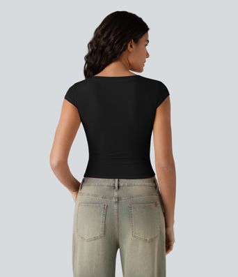 High Stretch Skin Friendly V-neck Short Sleeve Ultra-slim Casual T-Shirt High Stretch Skin Friendly V-neck Short Sleeve Ultra-slim Casual T-Shirt
