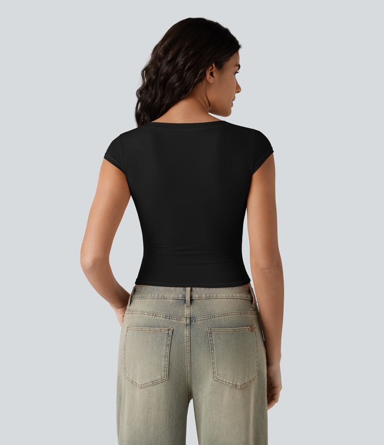 High Stretch Skin Friendly V-neck Short Sleeve Ultra-slim Casual T-Shirt High Stretch Skin Friendly V-neck Short Sleeve Ultra-slim Casual T-Shirt