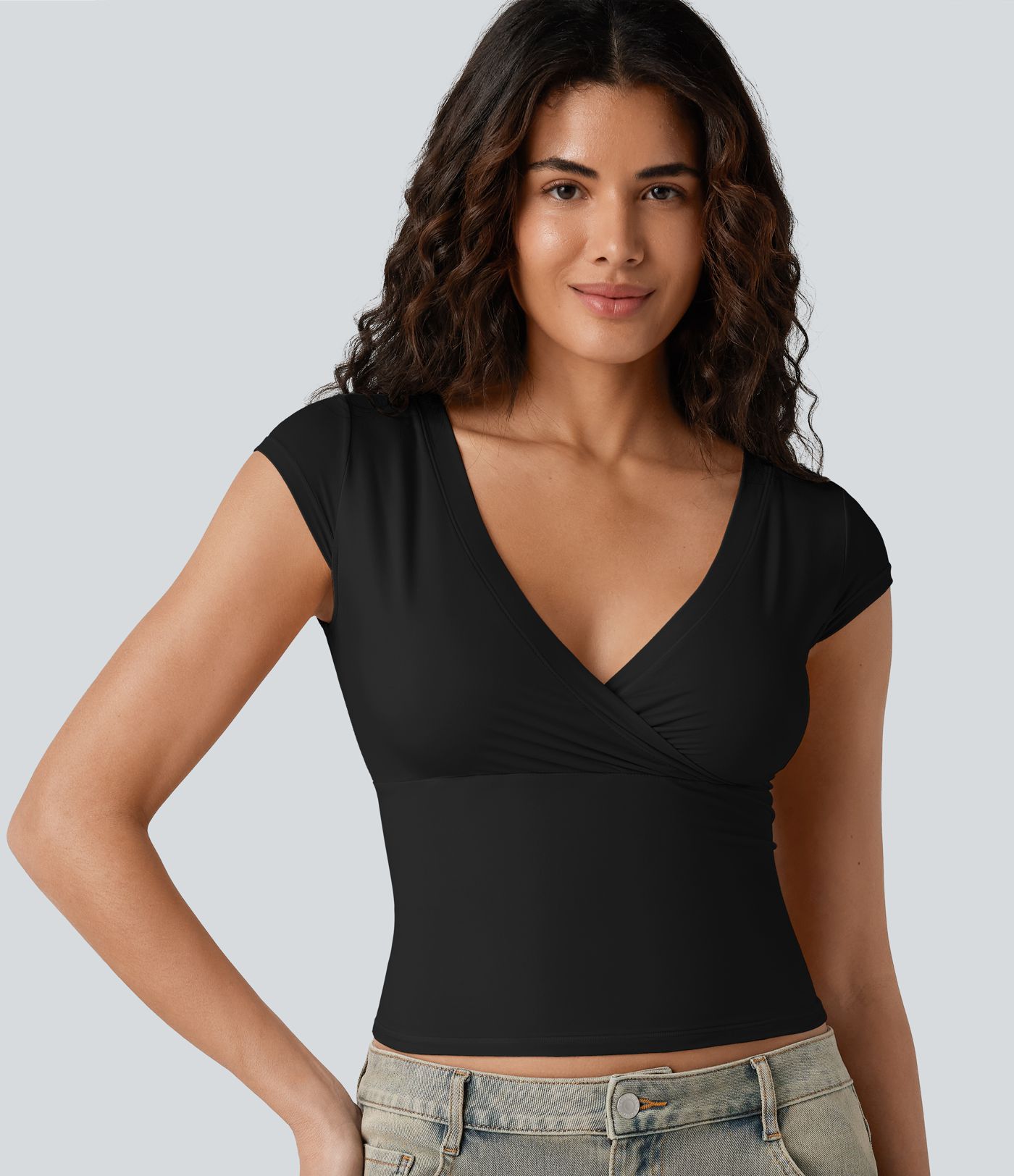 High Stretch Skin Friendly V-neck Short Sleeve Ultra-slim Casual T-Shirt High Stretch Skin Friendly V-neck Short Sleeve Ultra-slim Casual T-Shirt