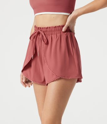 Breezeful™ High Waisted Drawstring 2-in-1 Quick Dry Workout Shorts 3'' with Pockets