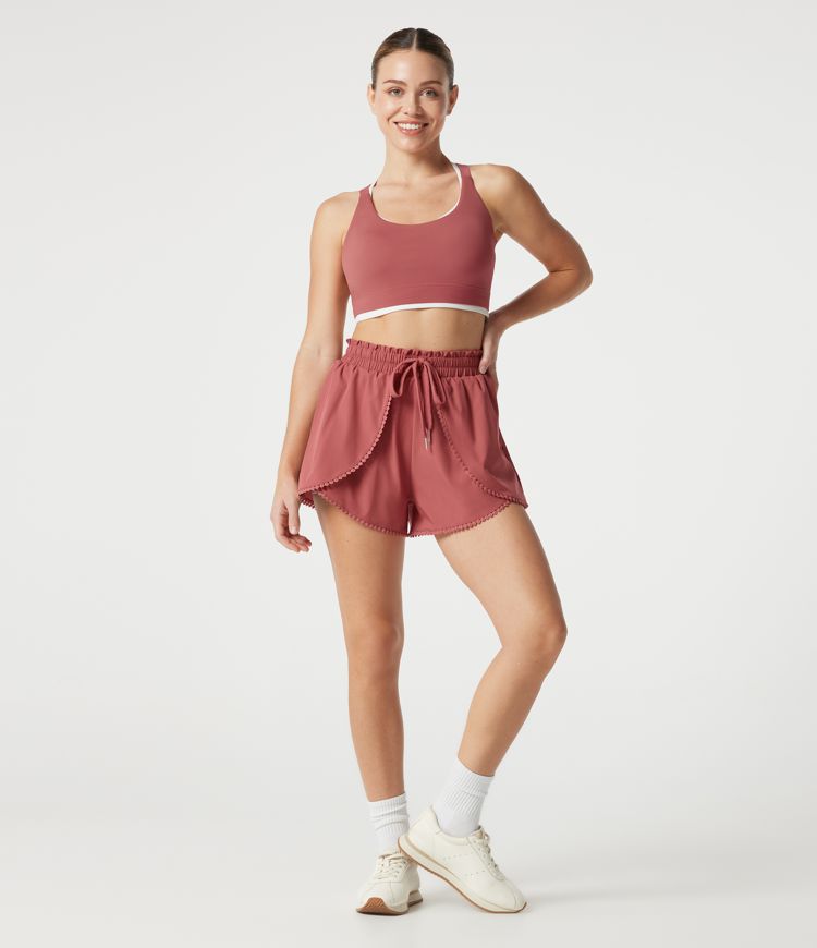 Breezeful™ High Waisted Drawstring 2-in-1 Quick Dry Workout Shorts 3'' with Pockets