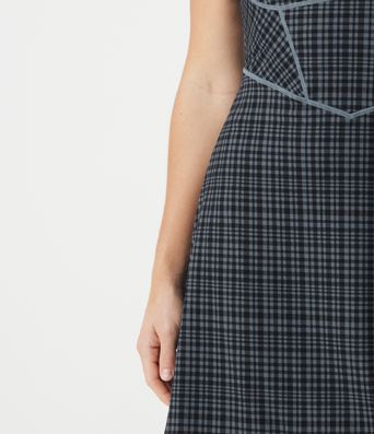 Halara UltraSculpt™ Check Plaid Print  Square Neck Corset 2-in-1 Built-in Bra Mini Casual Dress with Pockets-Easy Peezy
