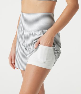 Super High Waisted 2-in-1 Stripe Yoga Shorts 5'' with Pockets