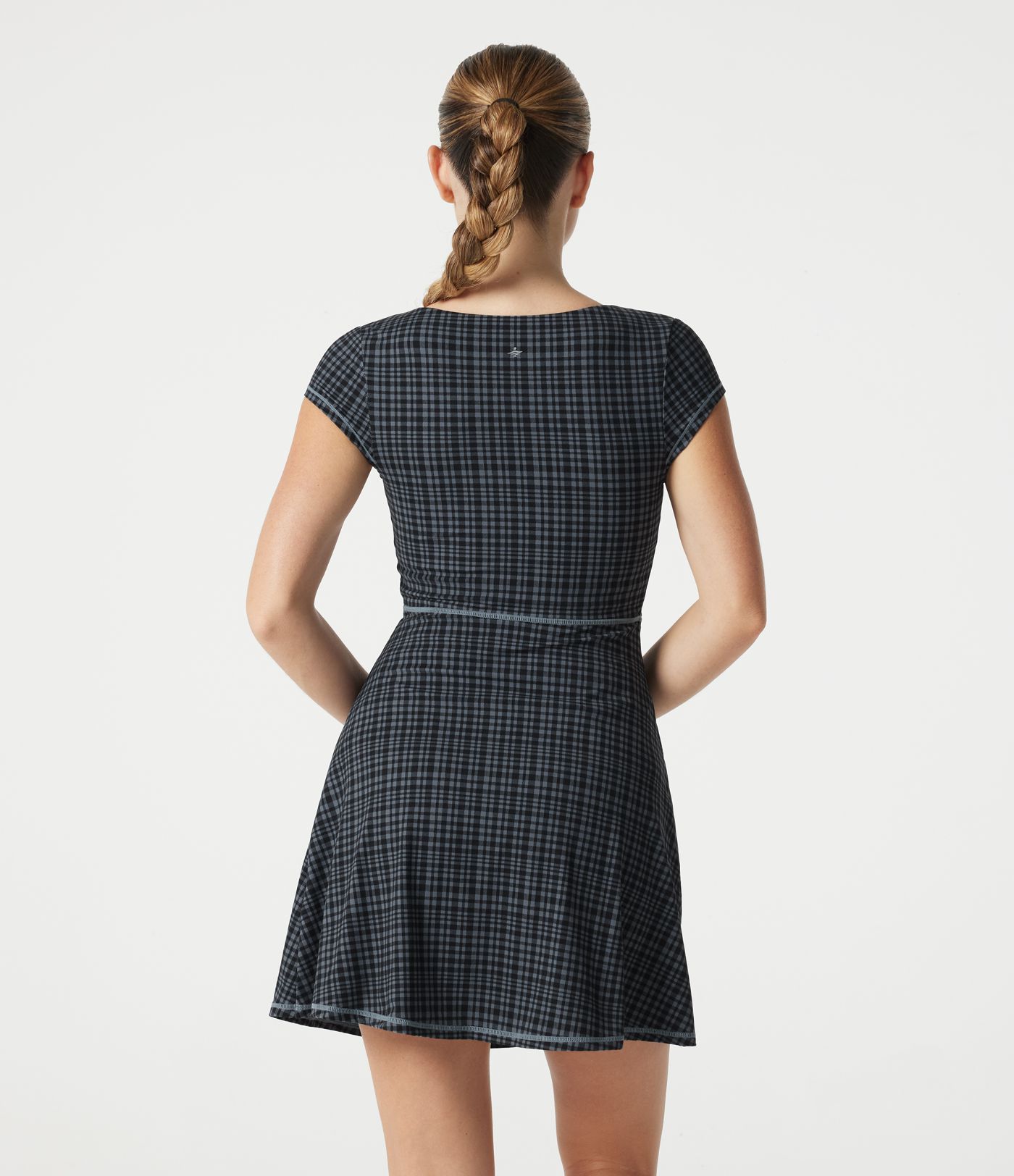Halara UltraSculpt™ Check Plaid Print  Square Neck Corset 2-in-1 Built-in Bra Mini Casual Dress with Pockets-Easy Peezy