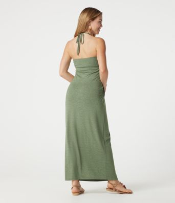 Maxikleid mit Neckholder, Seitentaschen, integriertem BH und Bindebändern hinten