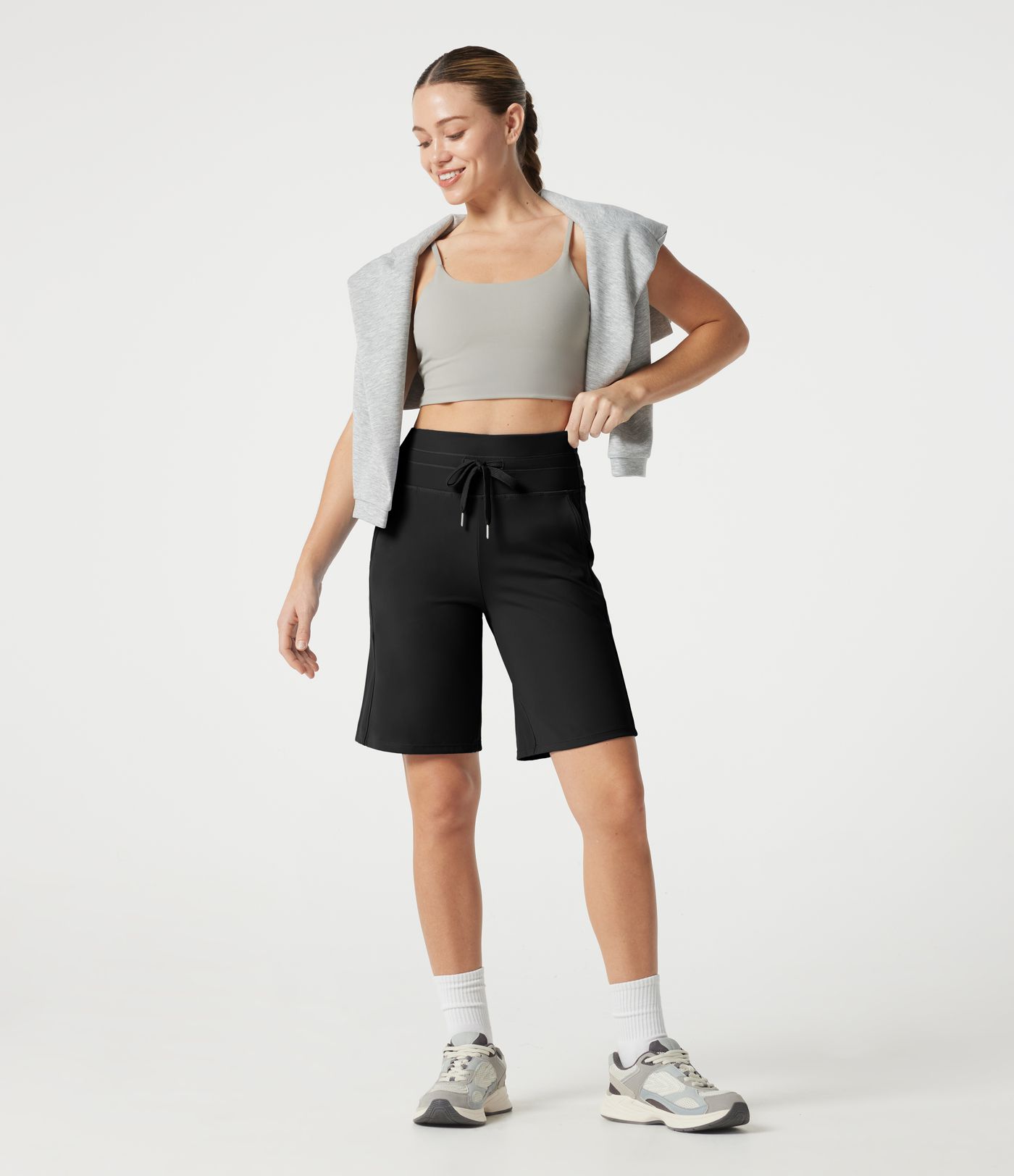 SoftlyZero™ Plush High Waisted Drawstring Workout Shorts with Pockets SoftlyZero™ Plush High Waisted Drawstring Workout Shorts with Pockets