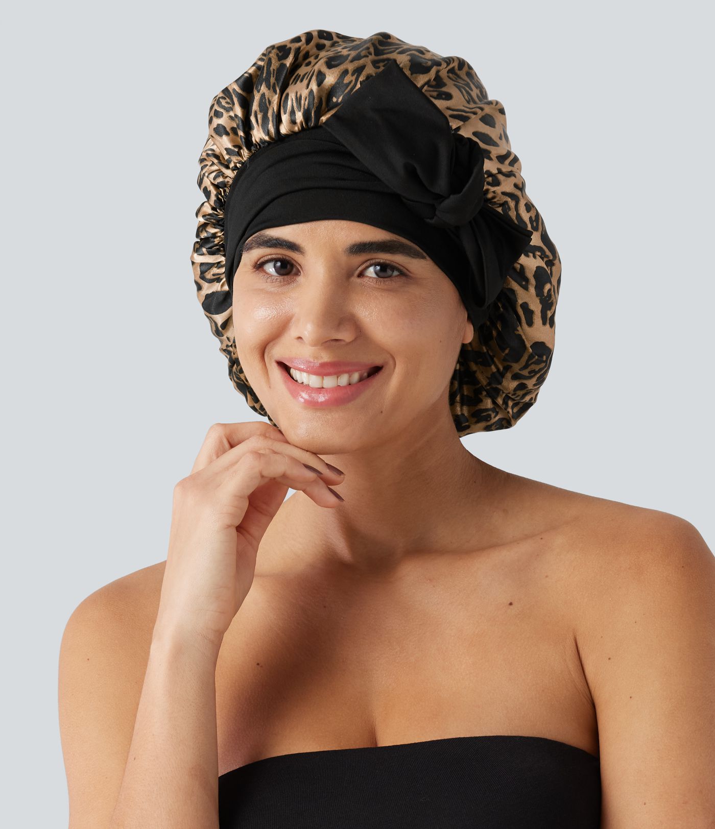 Leopard Print Satin Nightcap
