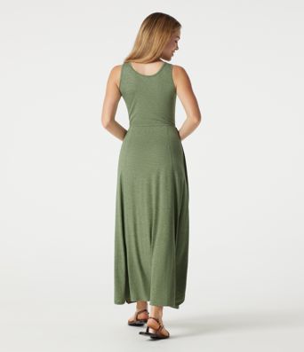 Notched Sleeveless Split Maxi Casual Flowy Dress