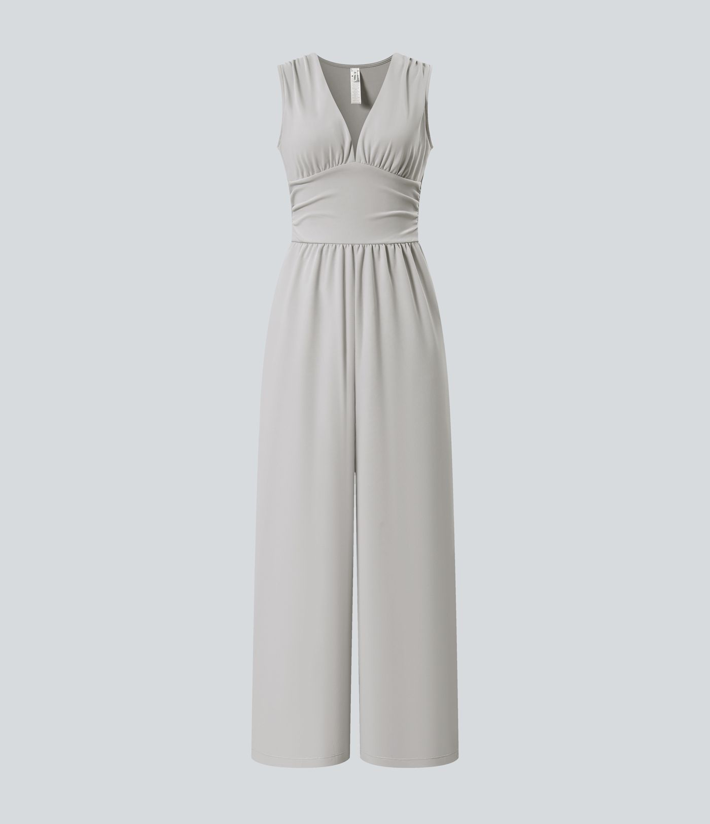 V Neck Sleeveless Ruched Pocket Jumpsuit-Easy Peezy V Neck Sleeveless Ruched Pocket Jumpsuit-Easy Peezy
