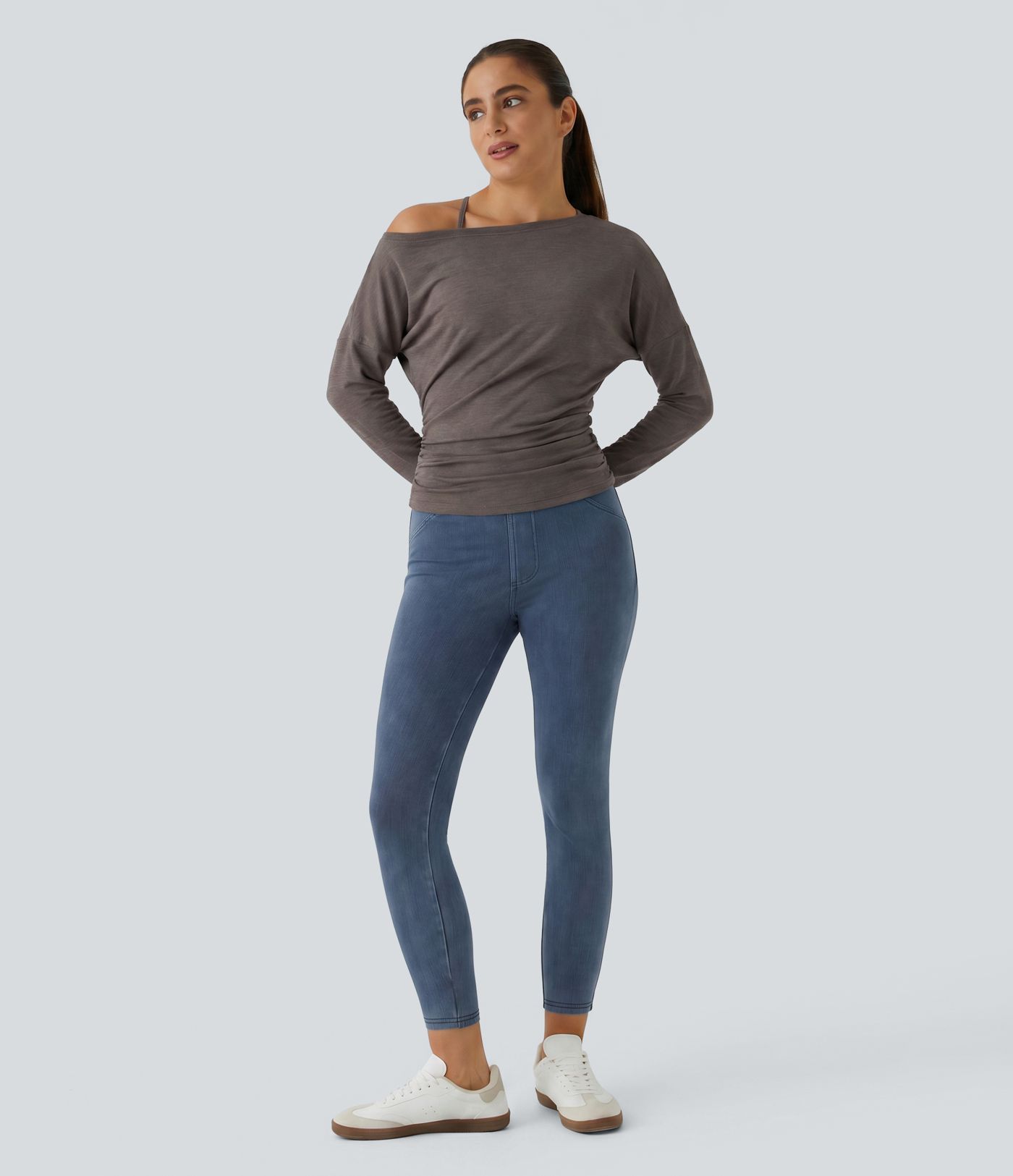 Halara Flex™ High Waisted Women Active Denim Casual Leggings with pockets