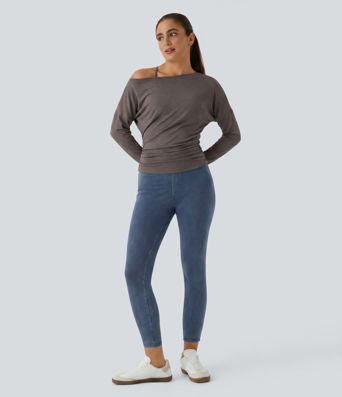 Halara Flex™ High Waisted Women Active Denim Casual Leggings with pockets