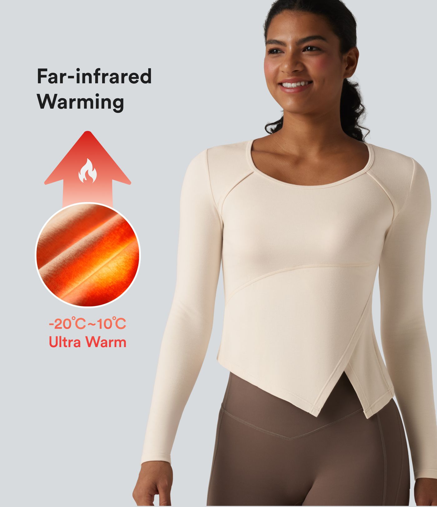 Halara HeatCore Crew Neck Long Sleeve Asymmetric Hem Workout Warming Top Halara HeatCore Crew Neck Long Sleeve Asymmetric Hem Workout Warming Top