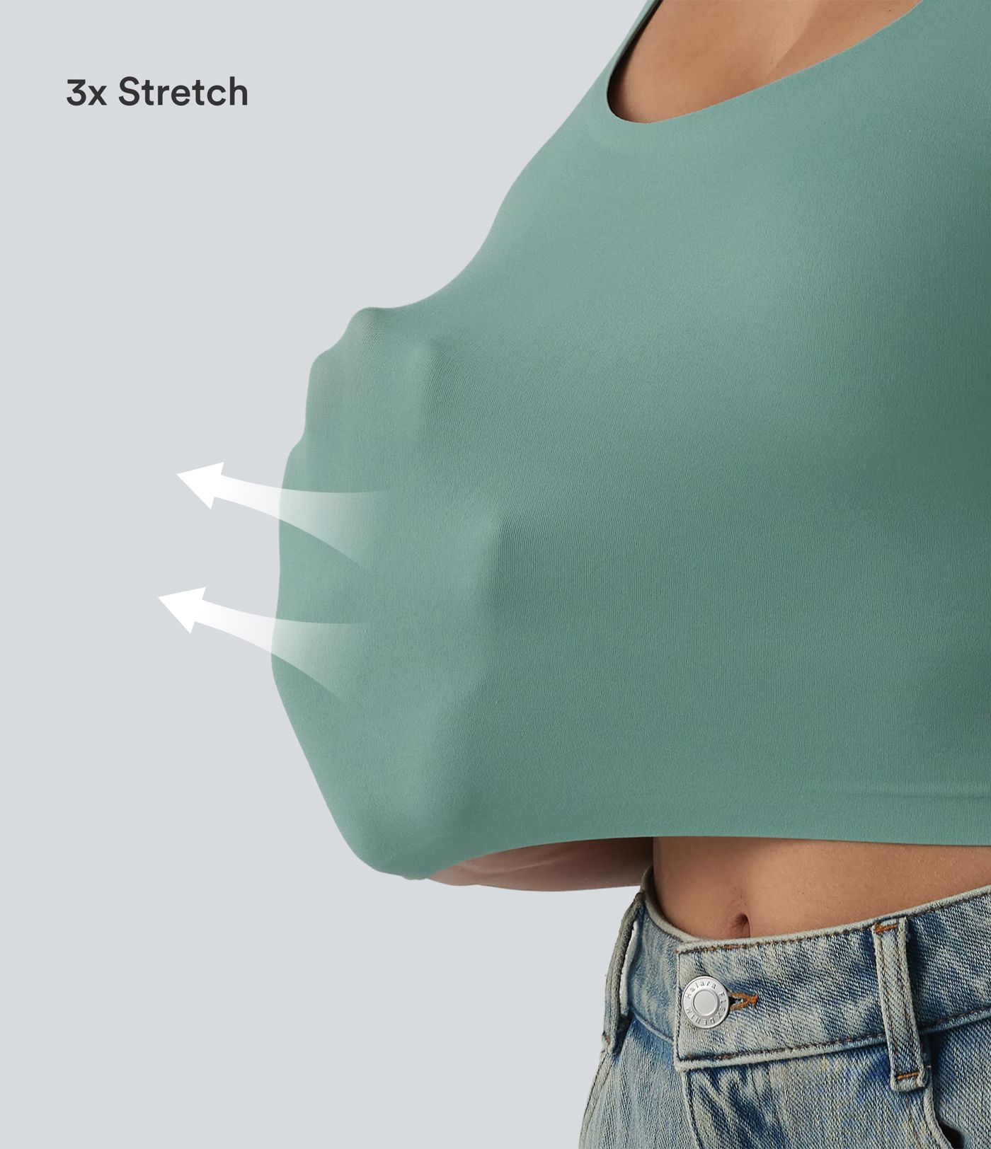 U Neck Built-in Bra Cropped Casual Tank Top B-E Cups