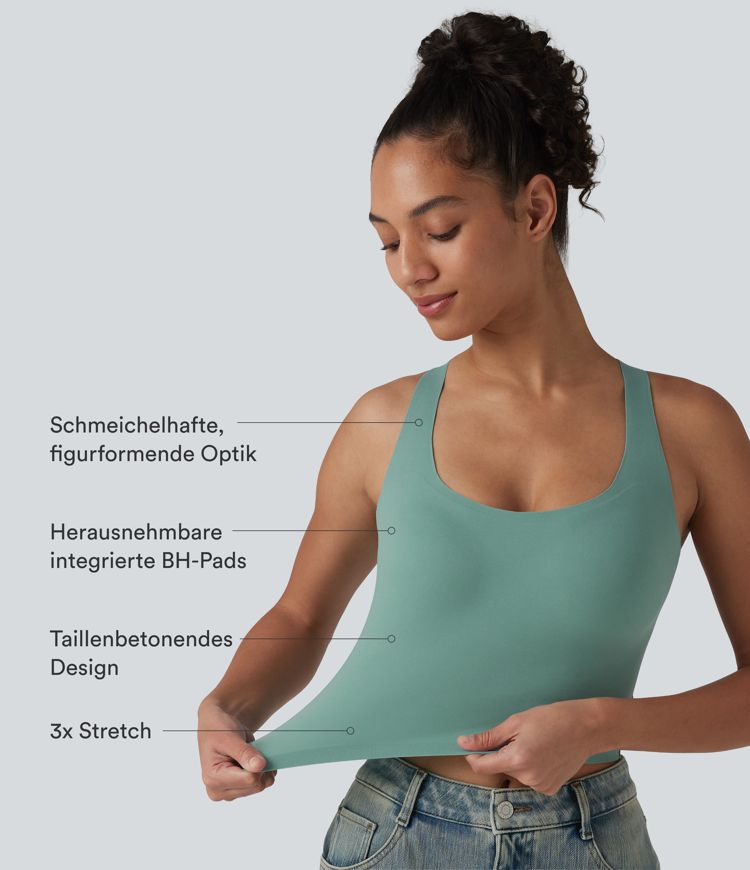 Lässiges, kurzes Tanktop mit U-Ausschnitt und integriertem BH - B-E Cups