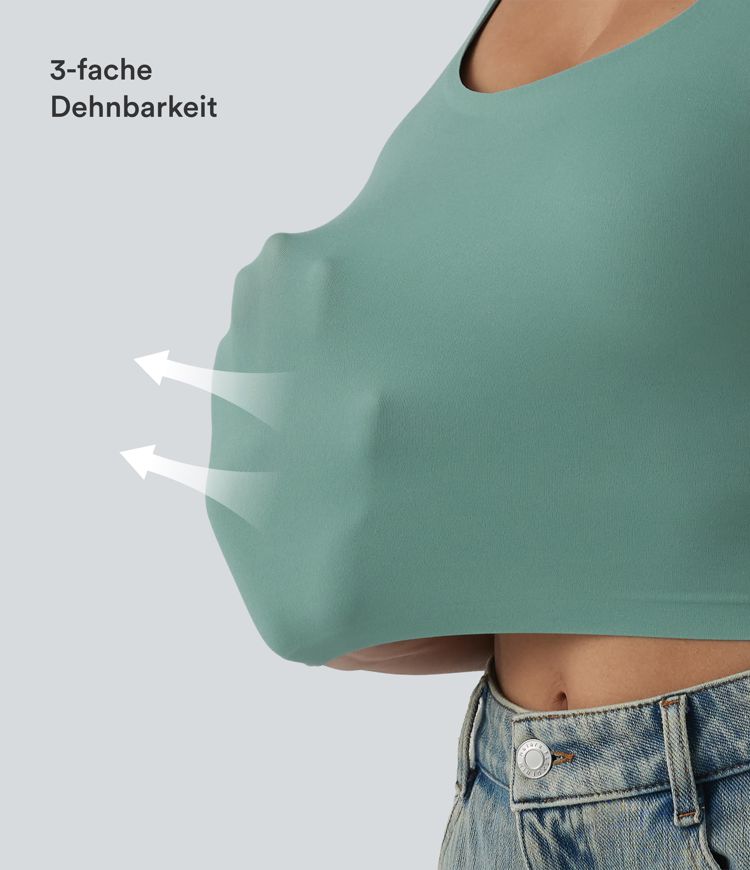 Lässiges, kurzes Tanktop mit U-Ausschnitt und integriertem BH - B-E Cups