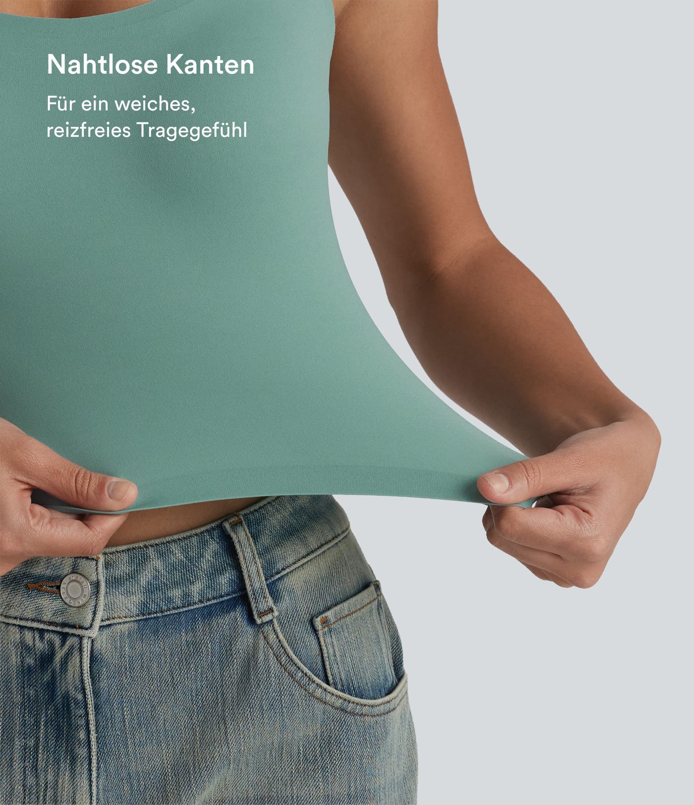 Lässiges, kurzes Tanktop mit U-Ausschnitt und integriertem BH - B-E Cups