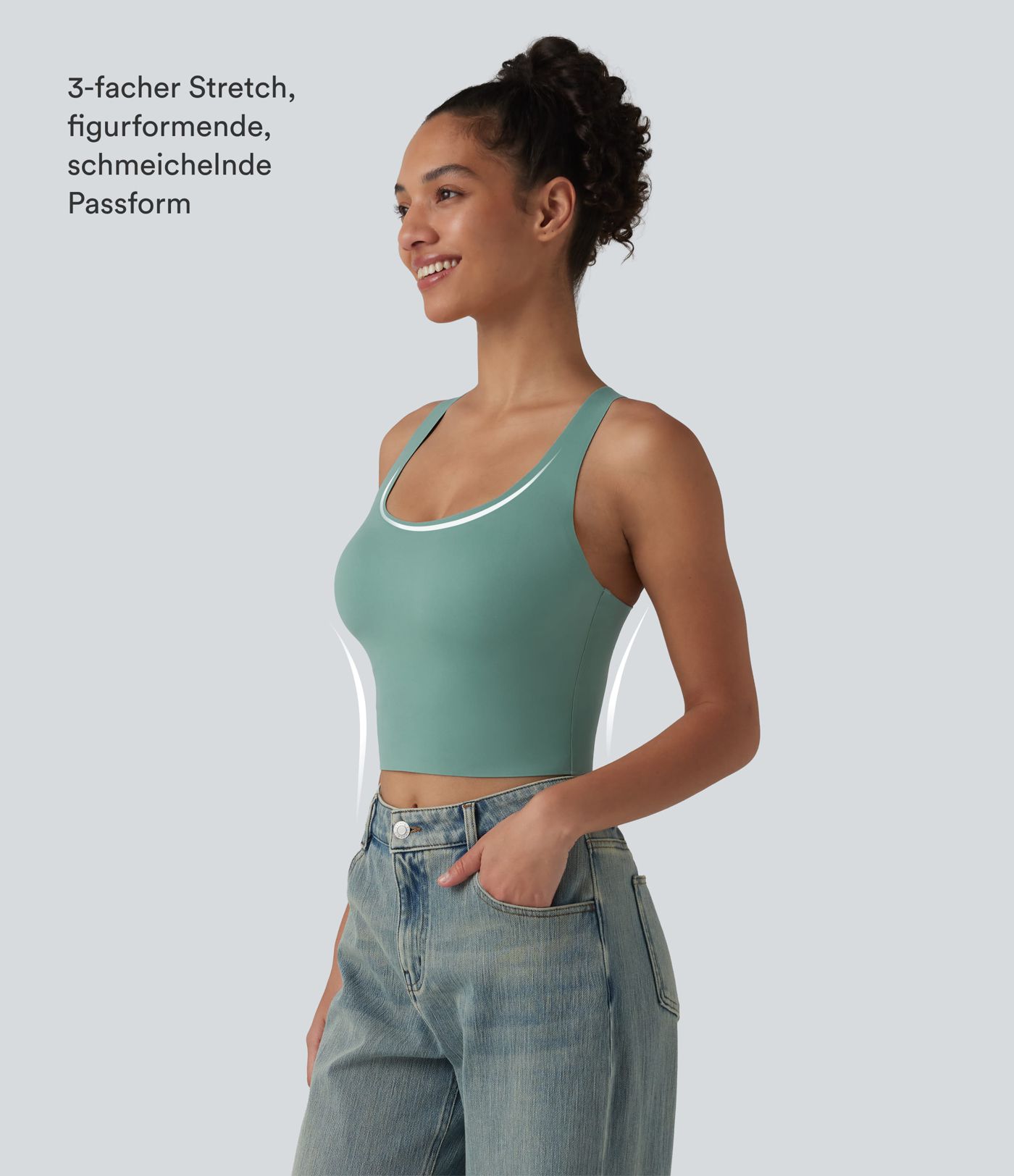 Lässiges, kurzes Tanktop mit U-Ausschnitt und integriertem BH - B-E Cups