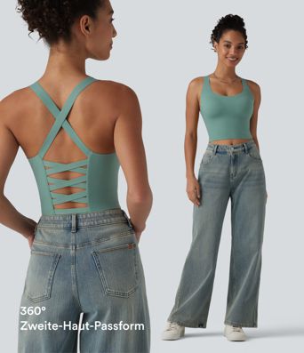 Lässiges, kurzes Tanktop mit U-Ausschnitt und integriertem BH - B-E Cups