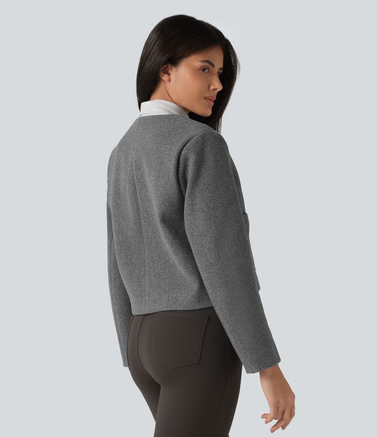Round Neck Button Fly Work Jacket with Pockets