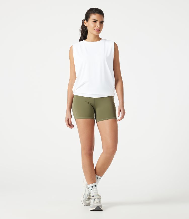 Yoga-Tanktop mit Rundhalsausschnitt, Rüschen und Cool-Touch 