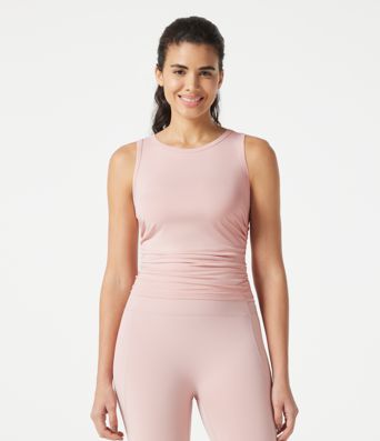 Round Neck Racerback Ruched Yoga Tank Top