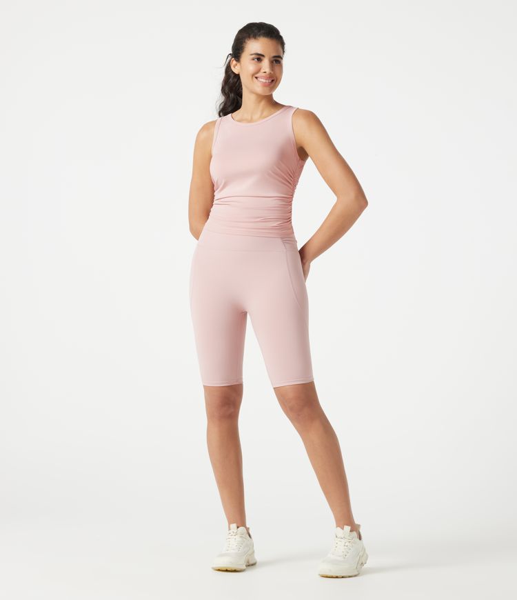 Round Neck Racerback Ruched Yoga Tank Top