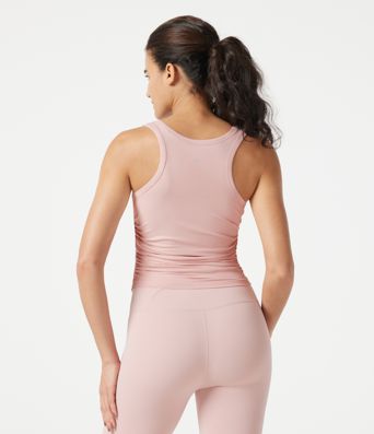 Yoga-Tanktop mit Rundhalsausschnitt, Racerback und Rüschen