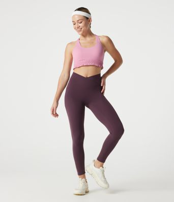 Low Support U Neck Built-in Bra Frill Hem Workout Sports Bra
