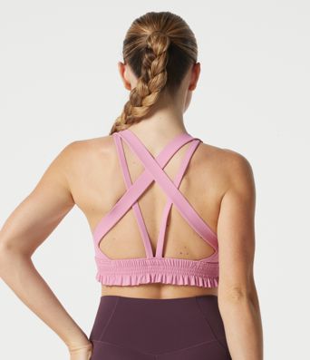 Low Support U Neck Built-in Bra Frill Hem Workout Sports Bra