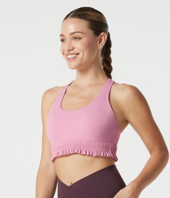 Low Support U Neck Built-in Bra Frill Hem Workout Sports Bra