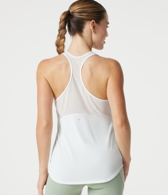 Yoga-Tanktop mit Racerback, atmungsaktivem Mesh und abgerundetem Saum - schnelltrocknend