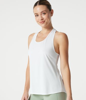Yoga-Tanktop mit Racerback, atmungsaktivem Mesh und abgerundetem Saum - schnelltrocknend