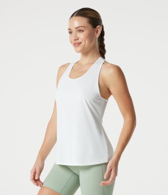 Yoga-Tanktop mit Racerback, atmungsaktivem Mesh und abgerundetem Saum - schnelltrocknend