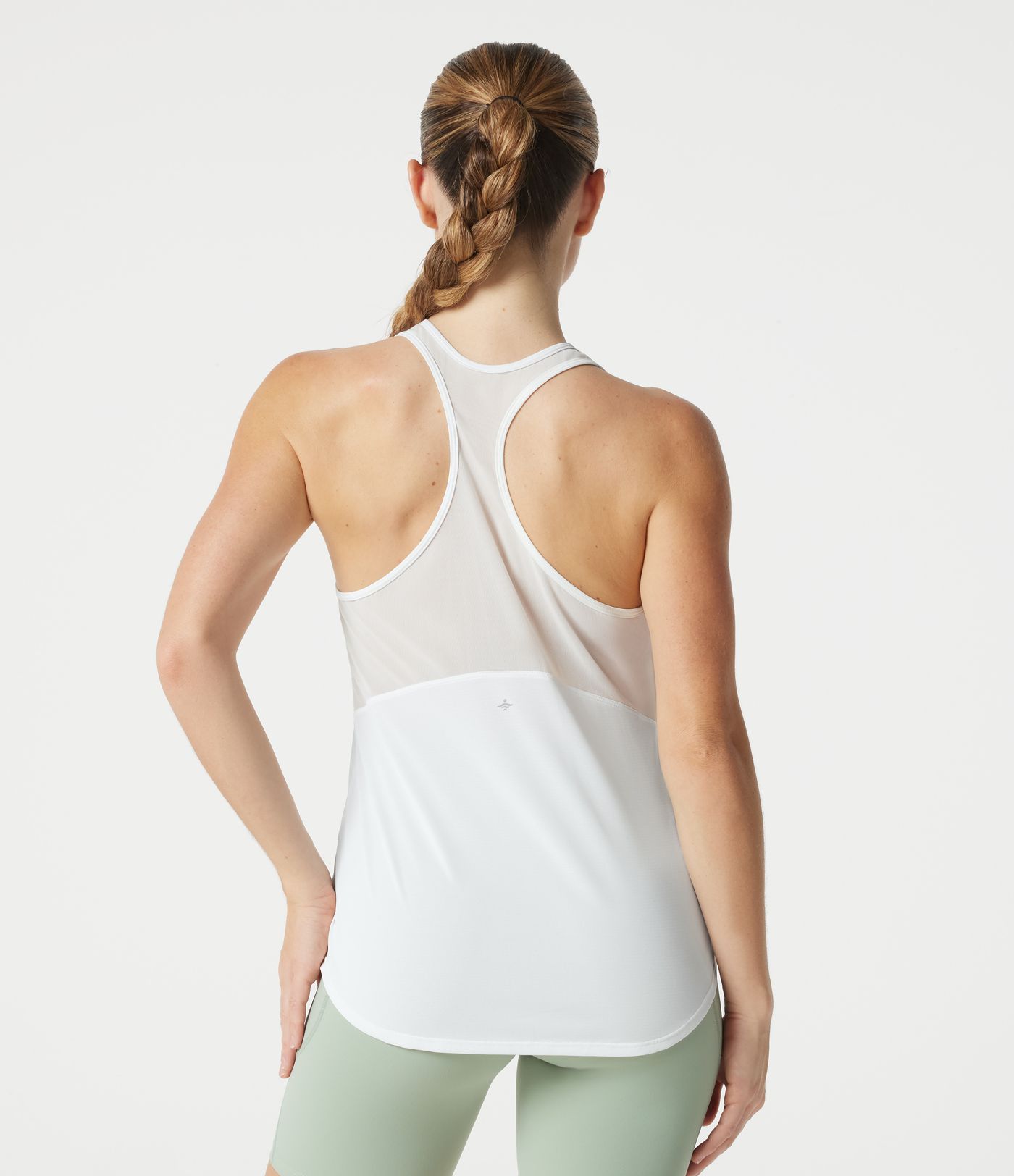 Yoga-Tanktop mit Racerback, atmungsaktivem Mesh und abgerundetem Saum - schnelltrocknend