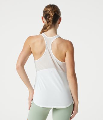 Yoga-Tanktop mit Racerback, atmungsaktivem Mesh und abgerundetem Saum - schnelltrocknend