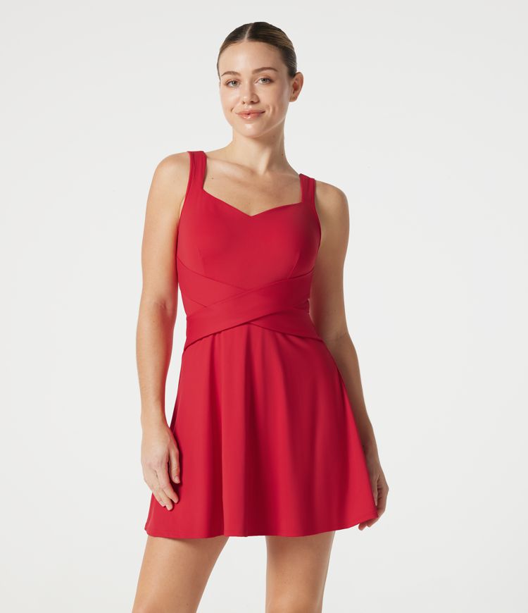 SoftlyZero™ robe de tennis active mini 2-en-1 InstantCool avec soutien-gorge intégré aérien, poches, bonnets DD-F — édition Easy Peezy
