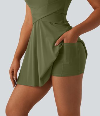 SoftlyZero™ Airy 2-in-1 Cool Touch Mini Tennis Active Dress with Pocket-Easy Peezy Edition-UPF50+