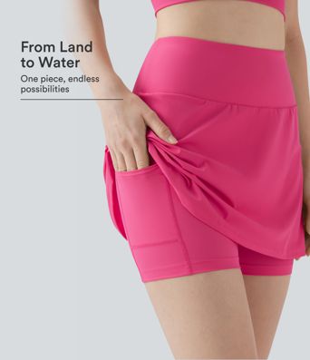 Land to Water — maillot de bain taille haute 2-en-1 avec jupe bikini et poche Land to Water — maillot de bain taille haute 2-en-1 avec jupe bikini et poche