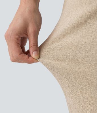 High Waisted Straight Leg Casual Linen-Feel Pants with Pockets High Waisted Straight Leg Casual Linen-Feel Pants with Pockets