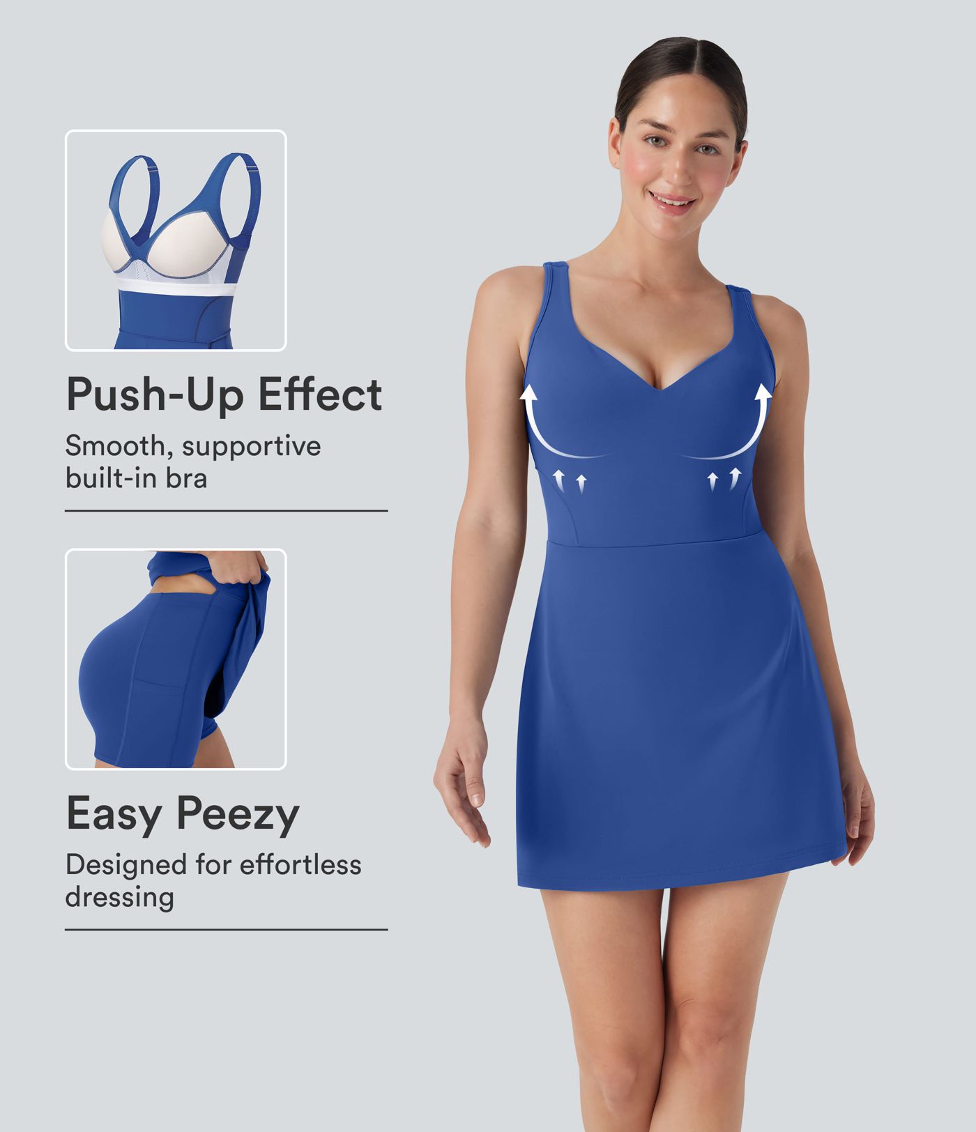 SoftlyZero™ Plush Push-Up Molded Cups 2-in-1 Yoga Active Dress with Pockets-Easy Peezy SoftlyZero™ Plush Push-Up Molded Cups 2-in-1 Yoga Active Dress with Pockets-Easy Peezy