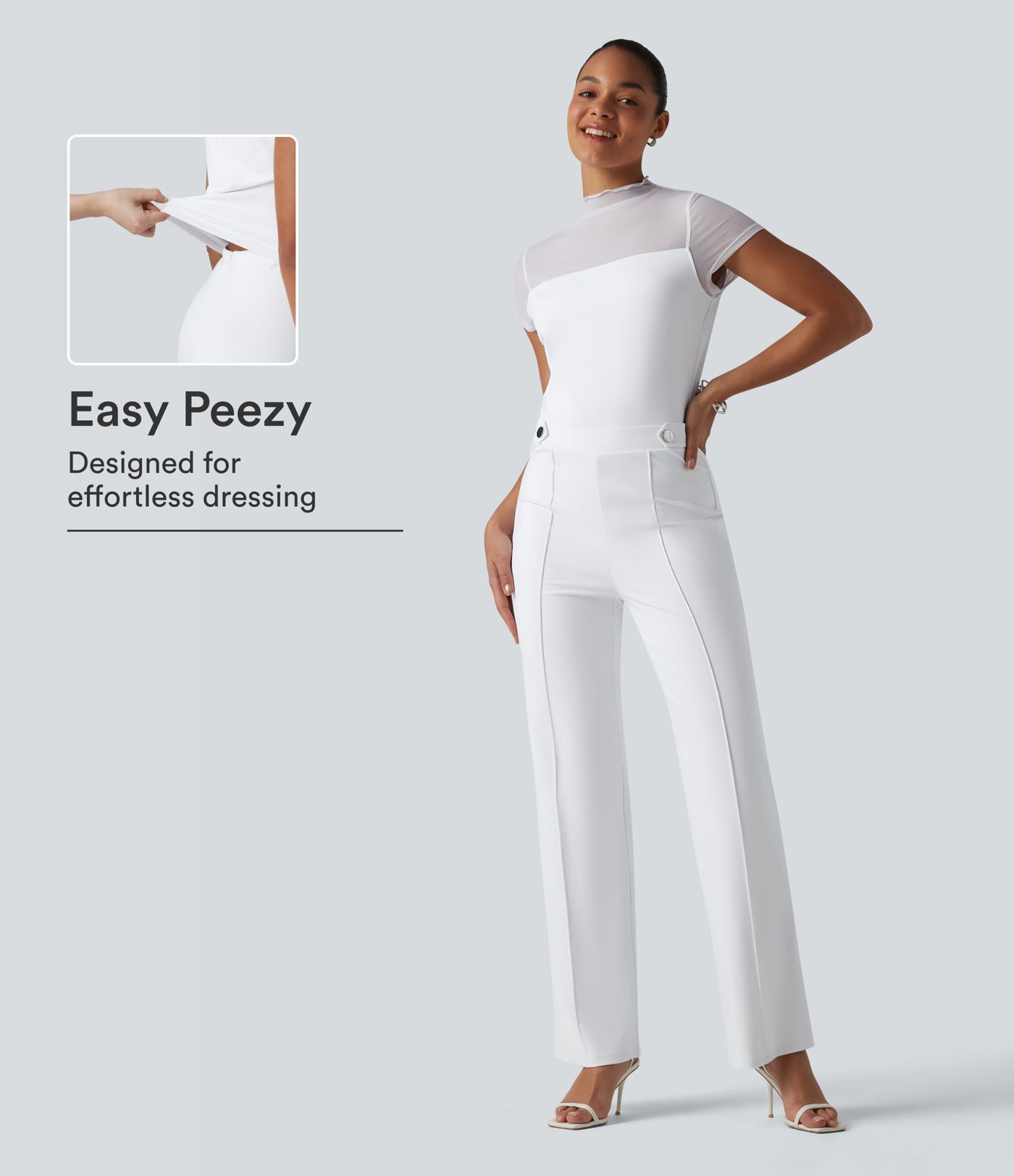 DayStretch Round Neck Short Sleeve Contrast Mesh Jumpsuit-Easy Peezy Edition DayStretch Round Neck Short Sleeve Contrast Mesh Jumpsuit-Easy Peezy Edition